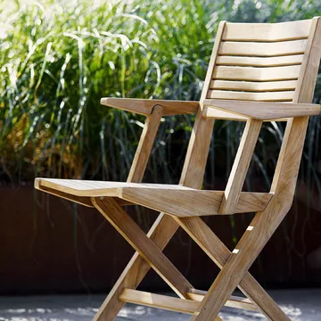 Flip fällstol - Teak, med armstöd - Cane-line