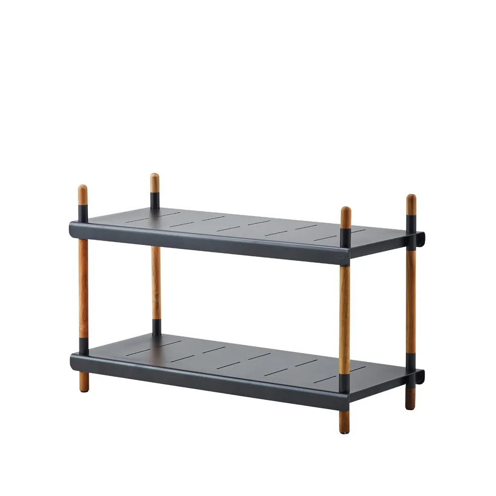 Frame hyllsystem, Lava grey, låg, teak Cane-line
