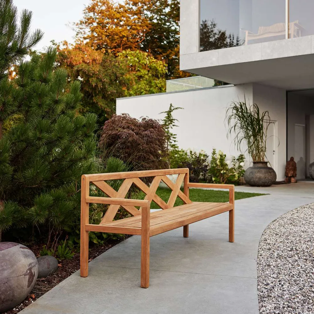 Grace 2-sits bänk, Light grey, teak Cane-line