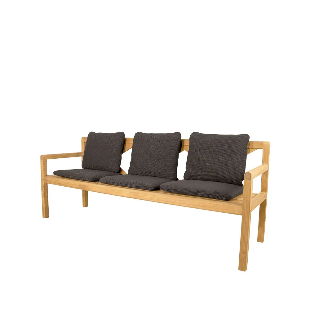 Grace 3-sits bänk, Dark grey, teak Cane-line