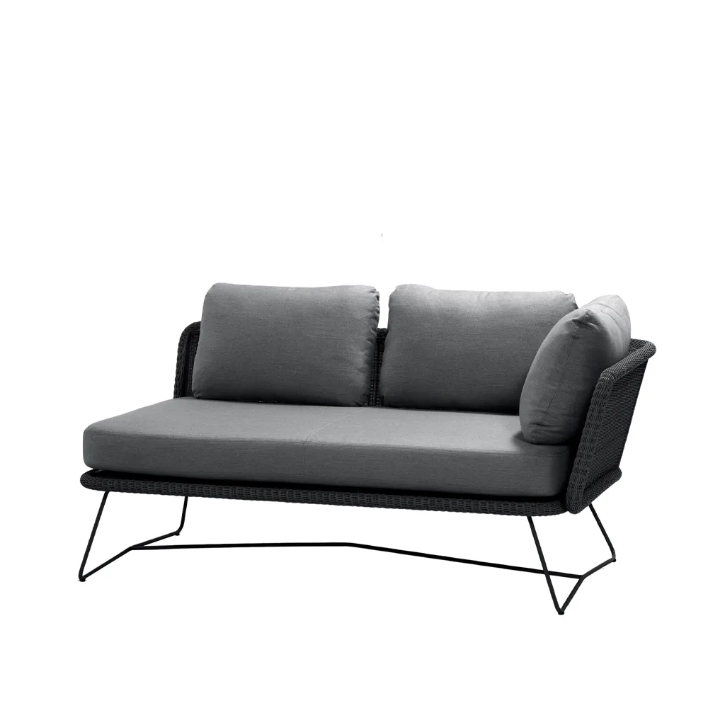 Horizon modulsoffa, Cane-Line Natté grey-vänster-svart stativ Cane-line