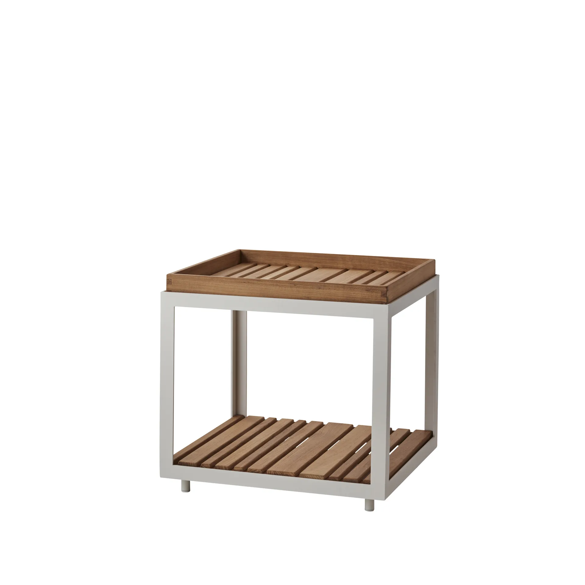 Level sidobord, Teak, vitt stativ Cane-line