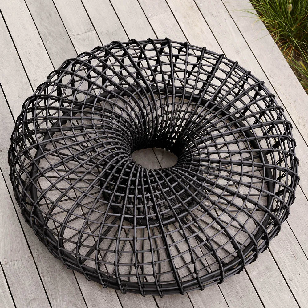 Nest bord/fotpall, Dark green, liten Cane-line