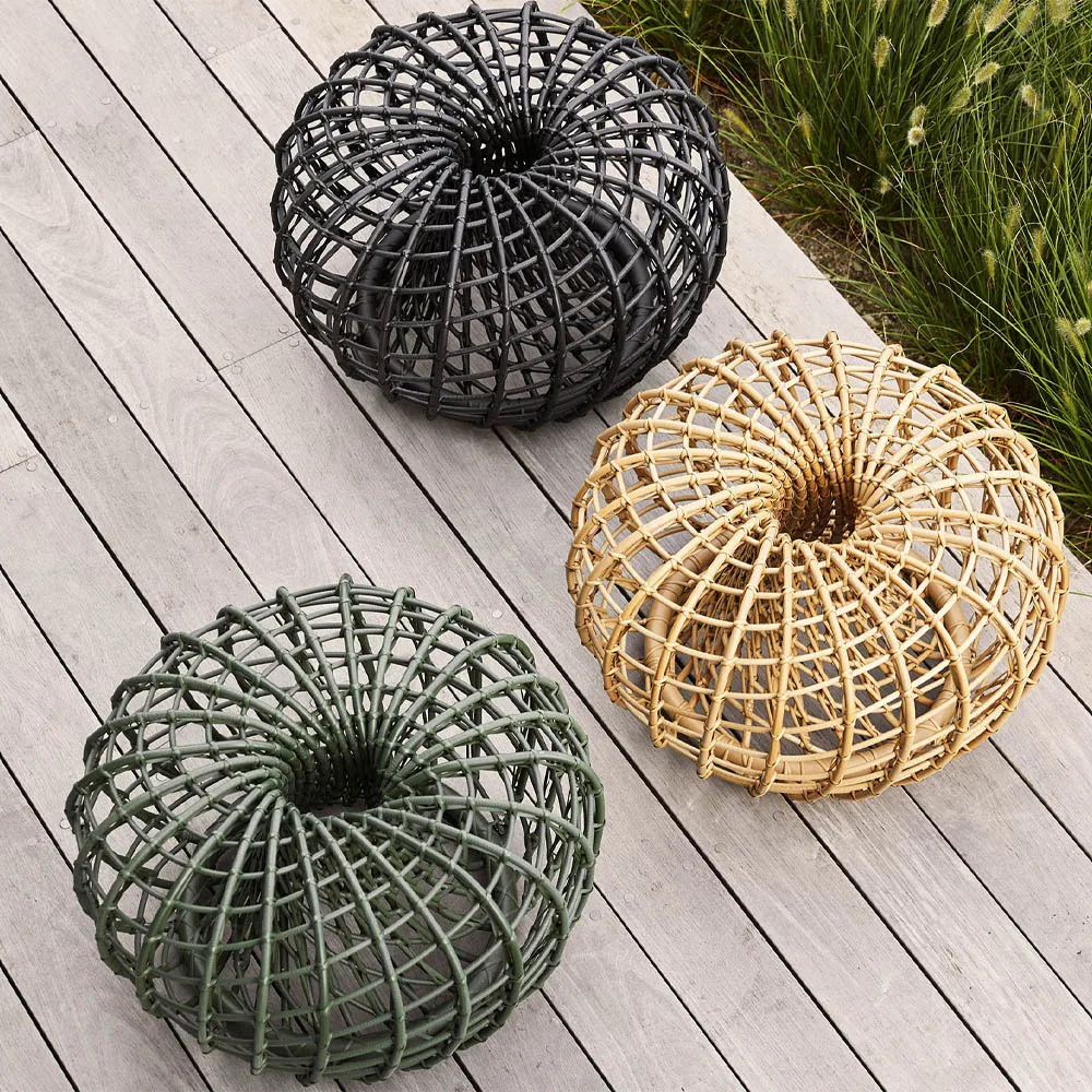 Nest bord/fotpall, Natural, liten Cane-line