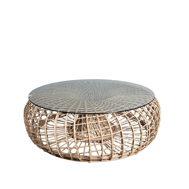 Nest bord/fotpall - Natural, stor, inkl. skiva i glas - Cane-line