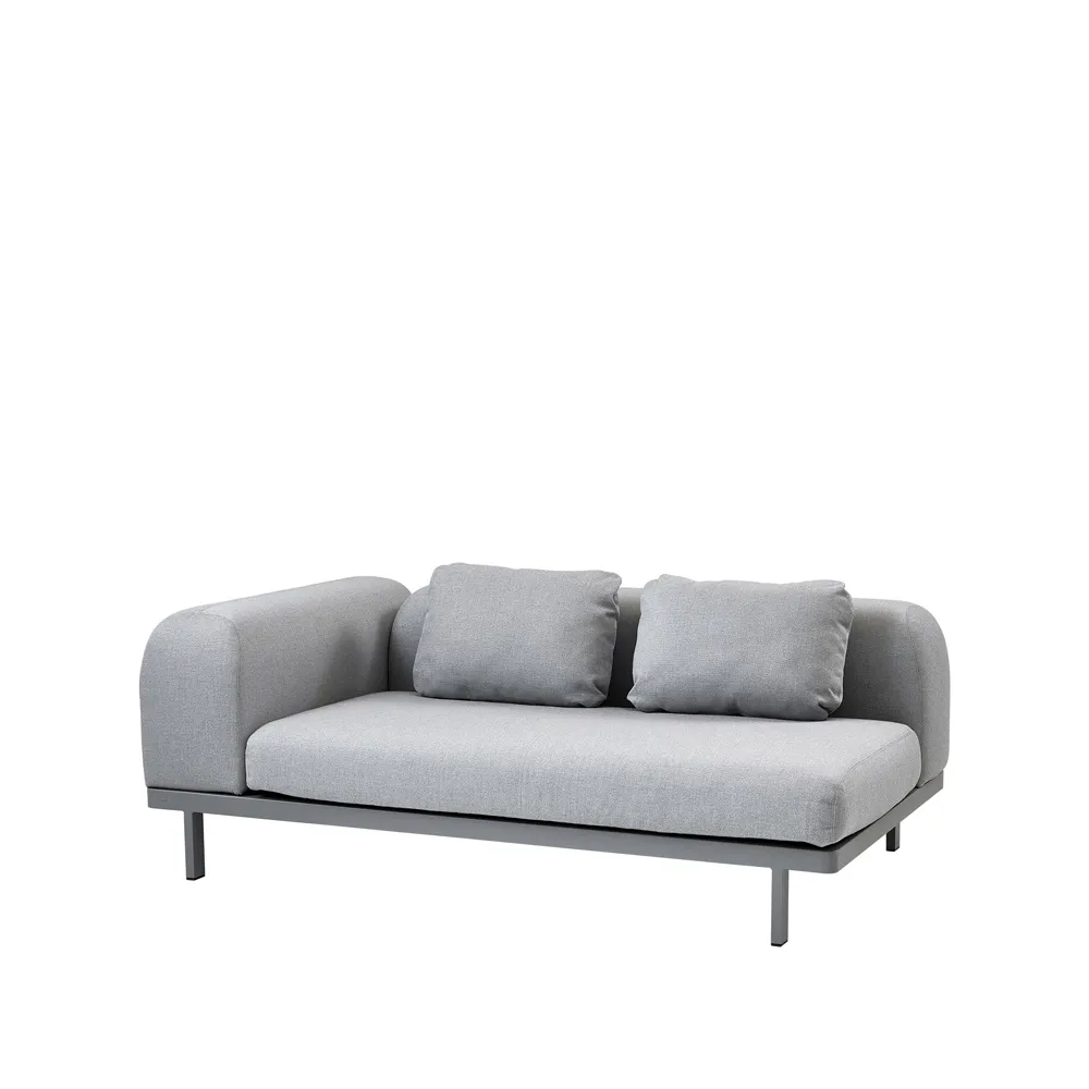 Space modulsoffa 2-sits light grey, Vänster-grå aluminiumstativ Cane-line