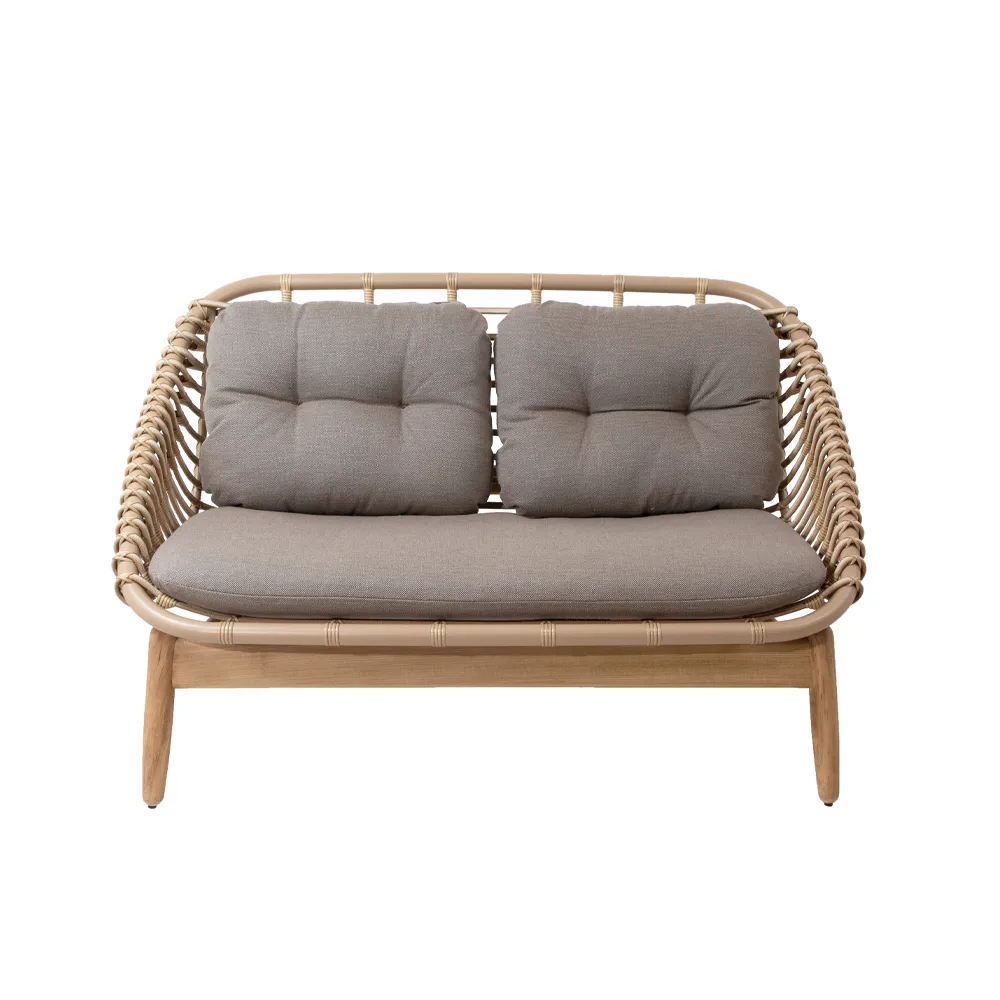 String 2-sits soffa teakben, Cane-Line airtouch taupe Cane-line
