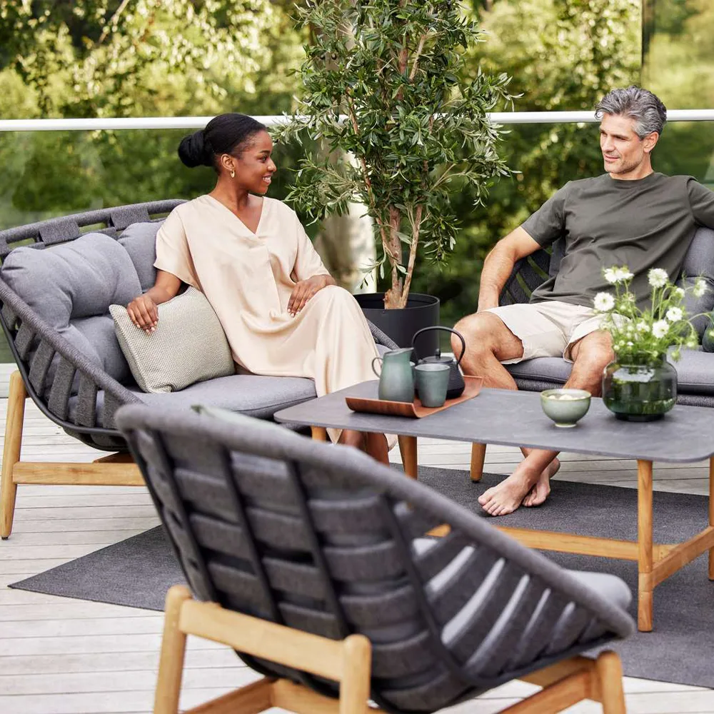 Strington loungefåtölj, Cane-Line Airtouch dark grey-teak Cane-line