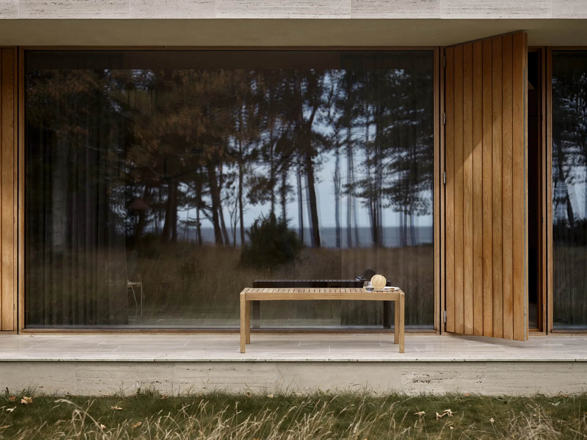 AH912 bord/bänk 123,5x48,5 cm, Obehandlad teak Carl Hansen & Søn