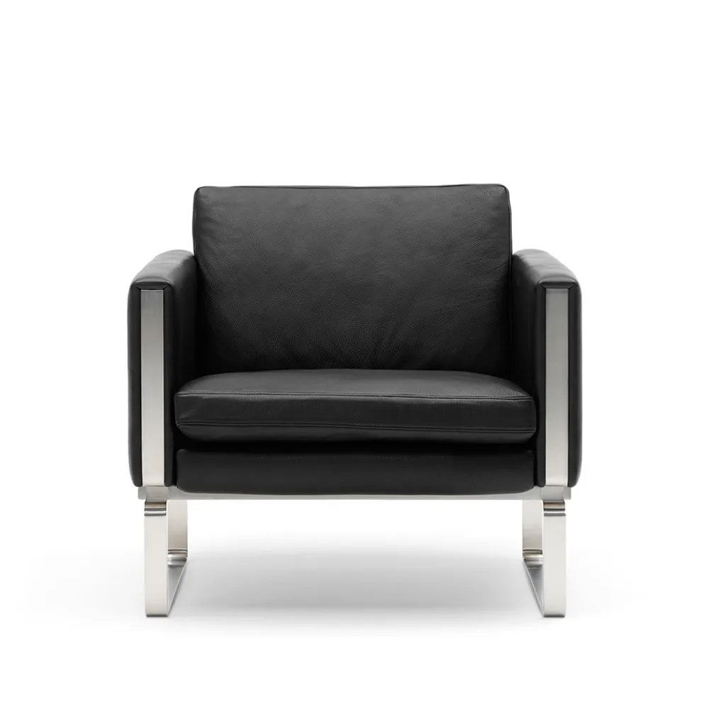 CH101 fåtölj, Loke 7150 läder-rostfritt stål Carl Hansen & Søn