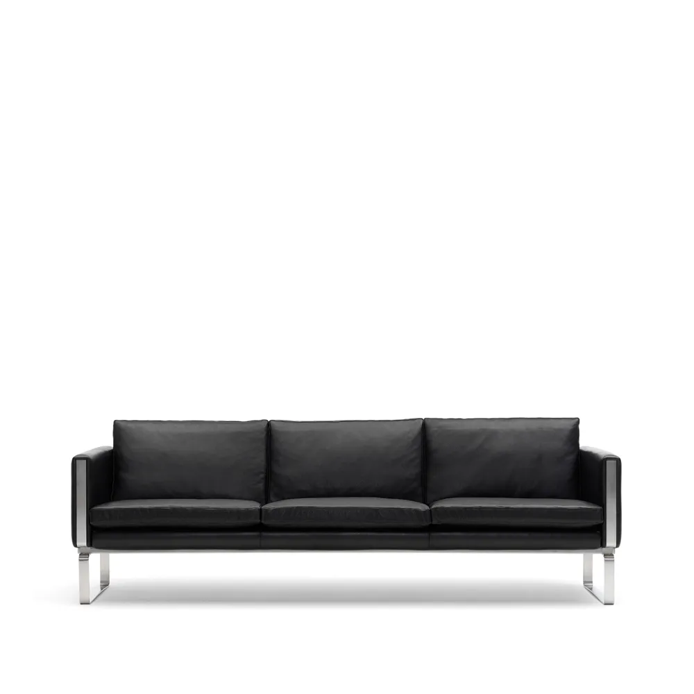 CH103 soffa 3-sits, Loke 7150 läder-rostfritt stål Carl Hansen & Søn