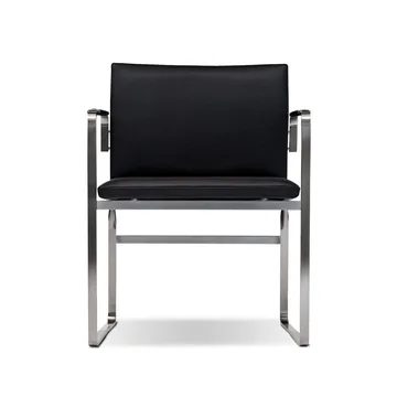CH111 karmstol - Loke 7150 svart läder-rostfritt stativ - Carl Hansen & Søn
