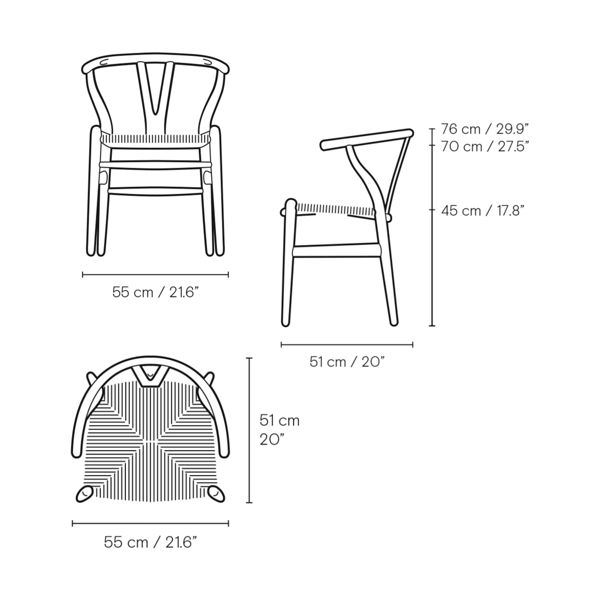 CH24 Y-stol, Oljad teak-naturflätad Carl Hansen & Søn