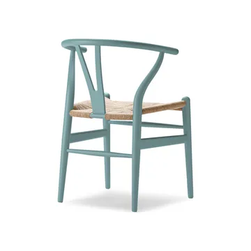 CH24 Y-stol Soft Crawford Wegner - Pewter (blågrön)-naturflätad - Carl Hansen & Søn