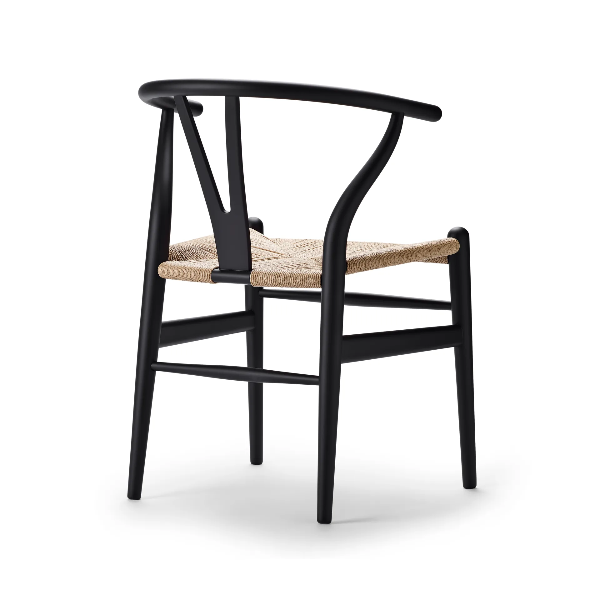 CH24 Y-stol Soft naturflätad sits, Black, 6-pack Carl Hansen & Søn