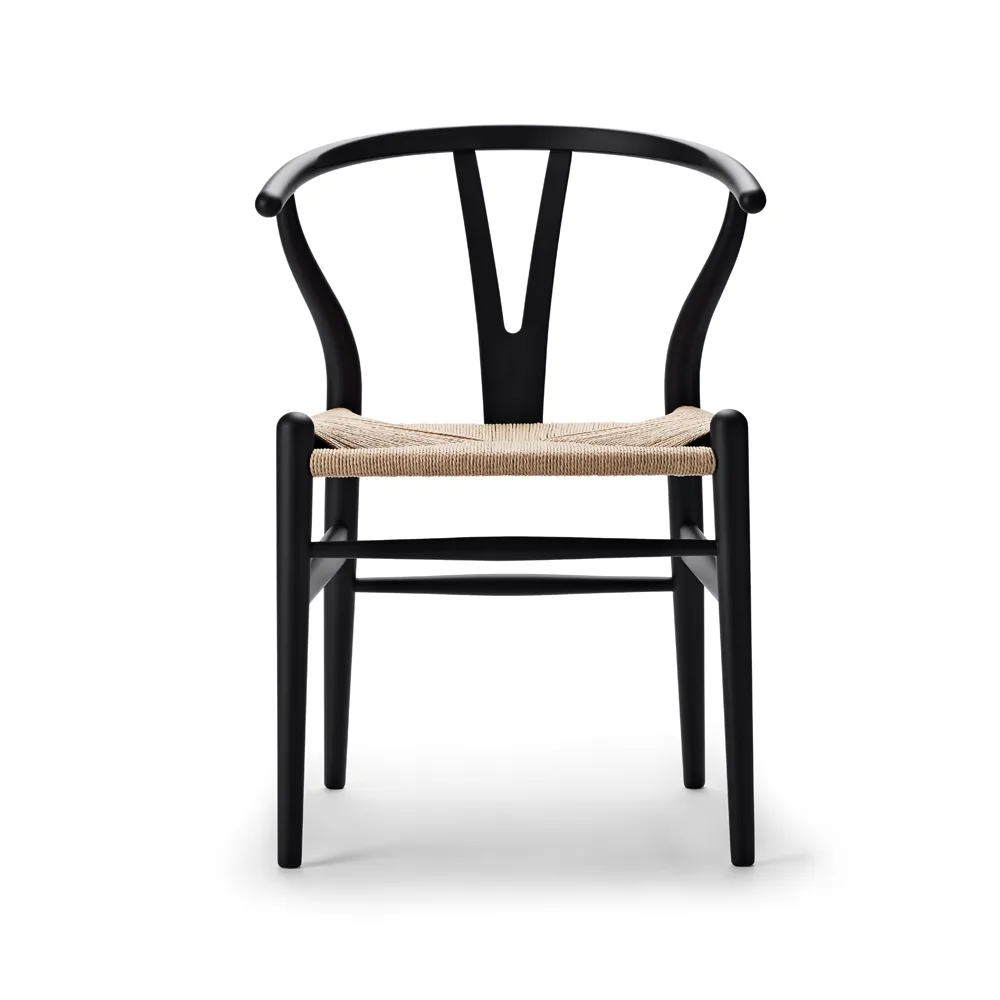 CH24 Y-stol Soft naturflätad sits, Black S9000-N Carl Hansen & Søn