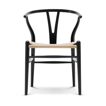 CH24 Y-stol - Svartlackad ek-naturflätad sits - Carl Hansen & Søn