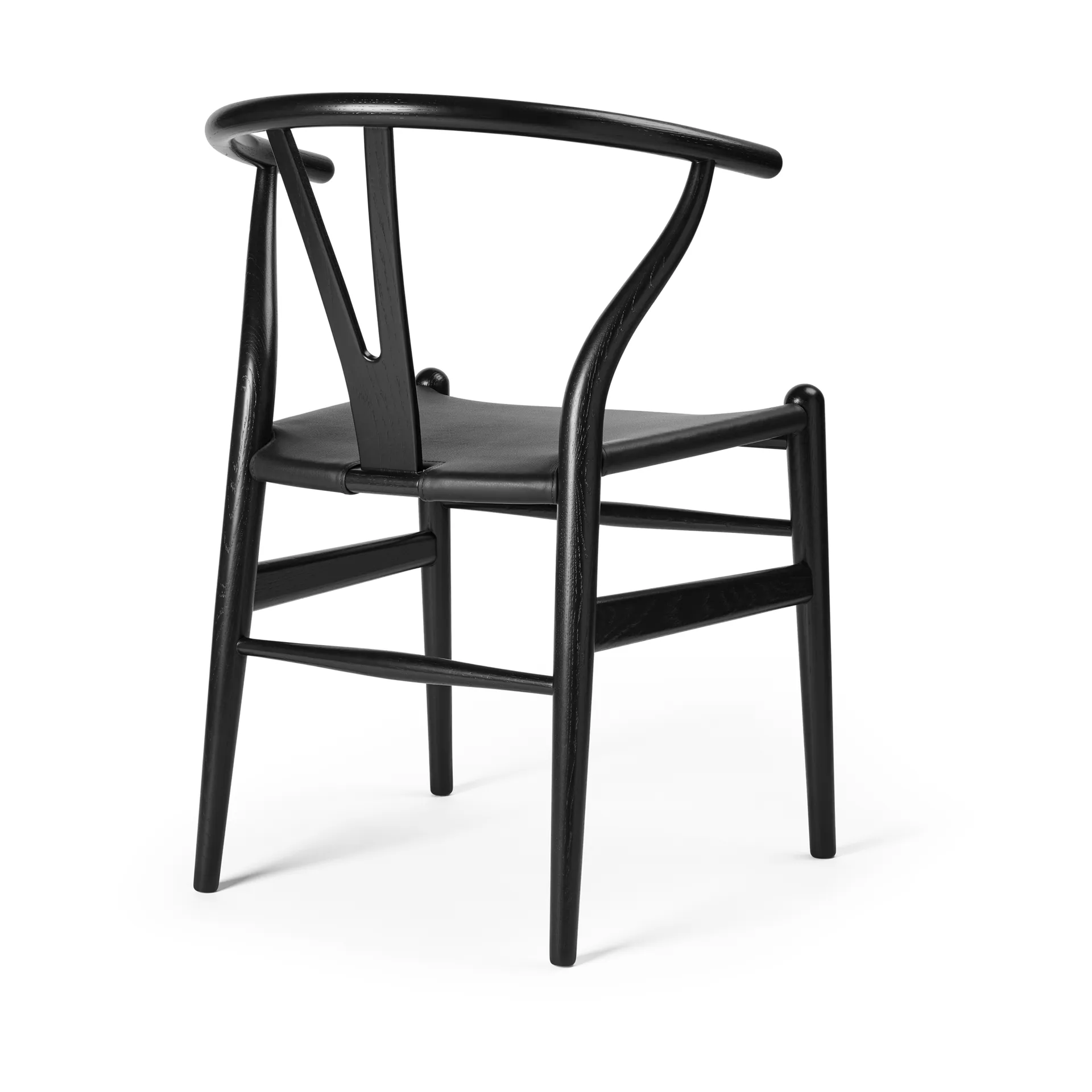 CH24P Y-stol, Läder Thor 301-svartlackerad ek Carl Hansen & Søn