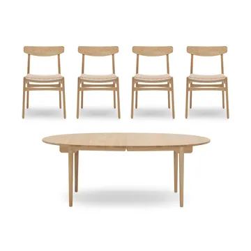 CH338 matbord + CH23 stol 4-pack - Oljad ek-natur - Carl Hansen & Søn