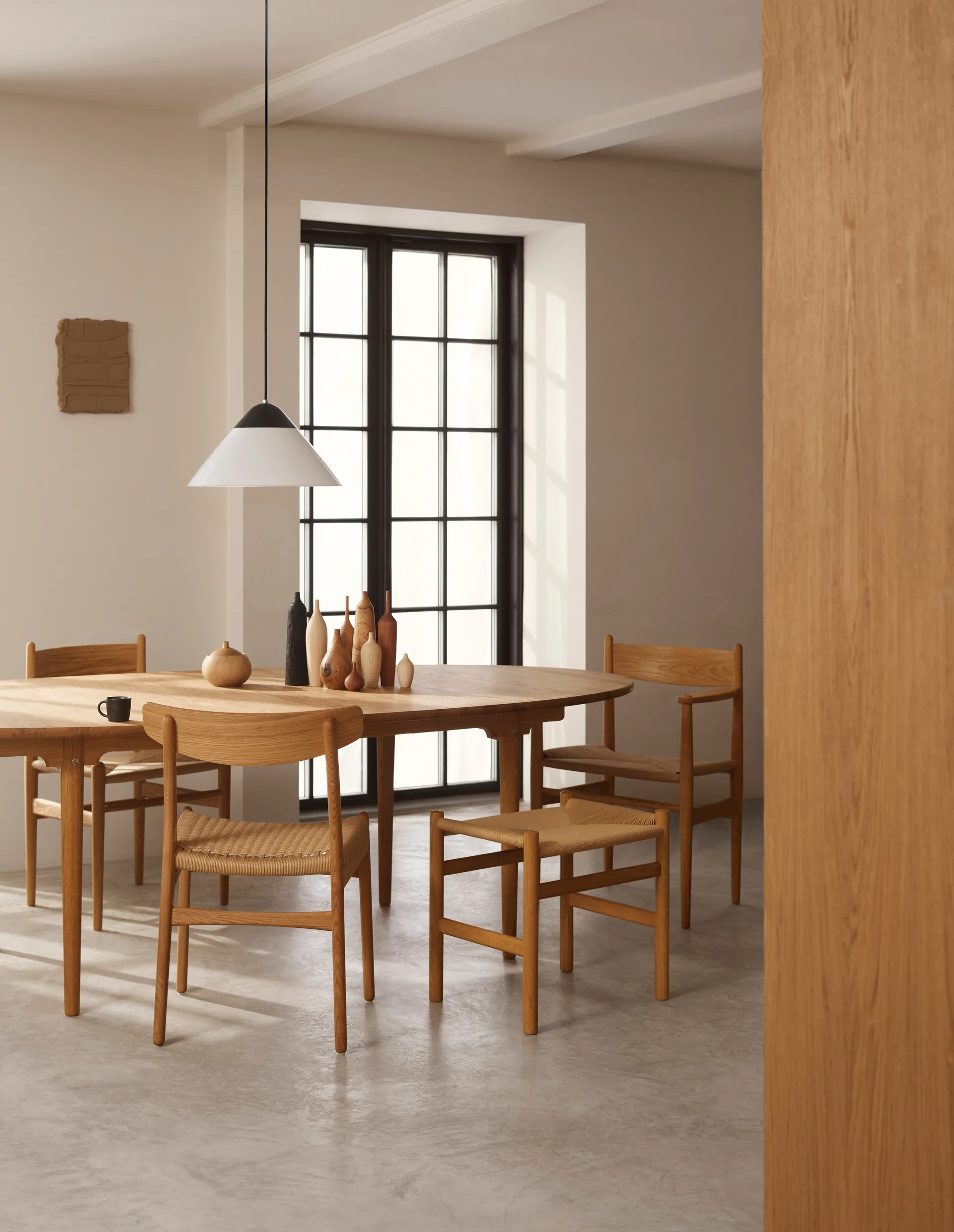 CH338 matbord & ilägg + CH23 stol 4-pack - Teak-ek Carl Hansen & Søn
