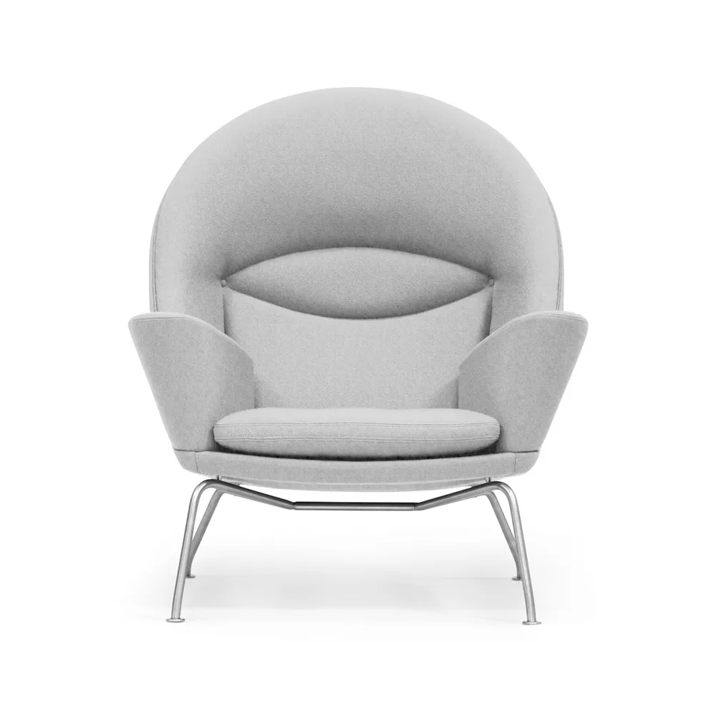CH468 Oculus Chair fåtölj rostfria stålben, Divina melange 120 ljusgrå Carl Hansen & Søn