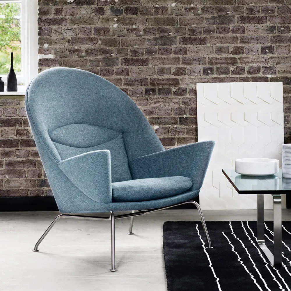 CH468 Oculus Chair fåtölj rostfria stålben, Divina melange 120 ljusgrå Carl Hansen & Søn