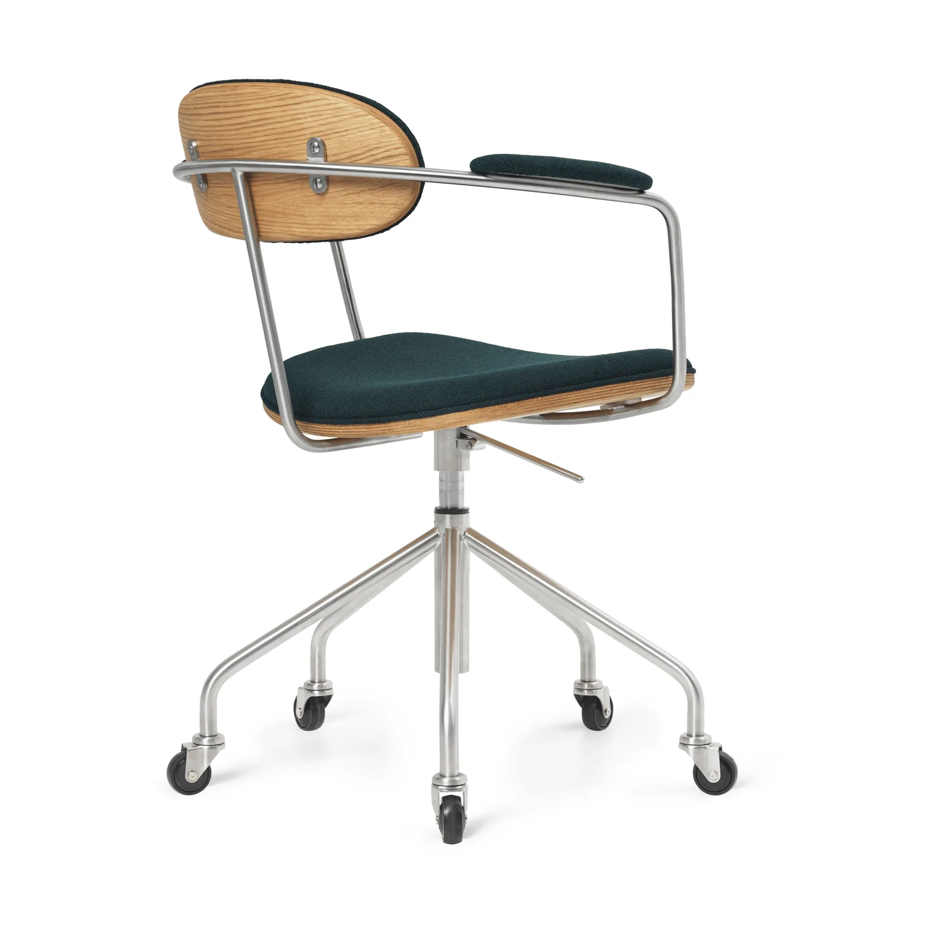 CH621 Swivel Chair, Tyg Vidar 1062 grön-oljad ek Carl Hansen & Søn