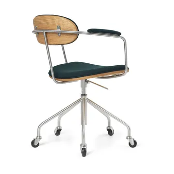 CH621 Swivel Chair - Tyg Vidar 1062 grön-oljad ek - Carl Hansen & Søn