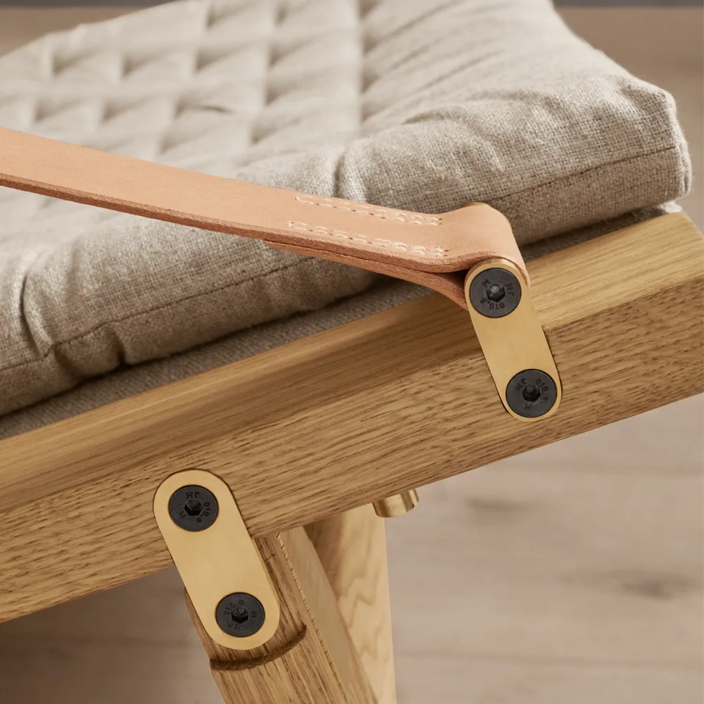 FK10 Plico fåtölj, Tyg canvas natur-vitoljad ek Carl Hansen & Søn