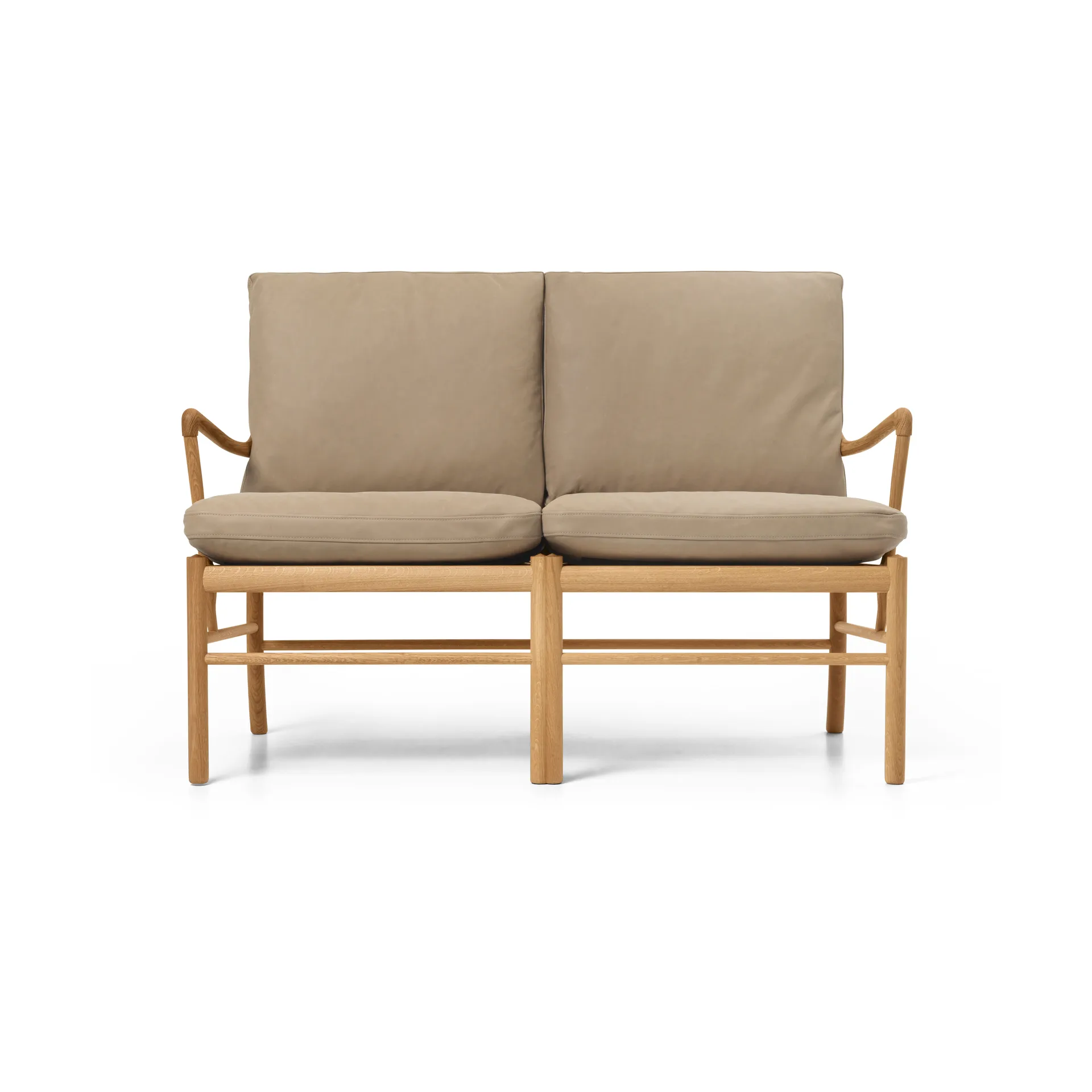 OW149-2 Colonial soffa 2-sits, Terra 20366-oljad ek Carl Hansen & Søn