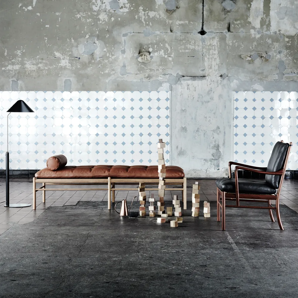 OW150 nackkudde, Svart läder Carl Hansen & Søn