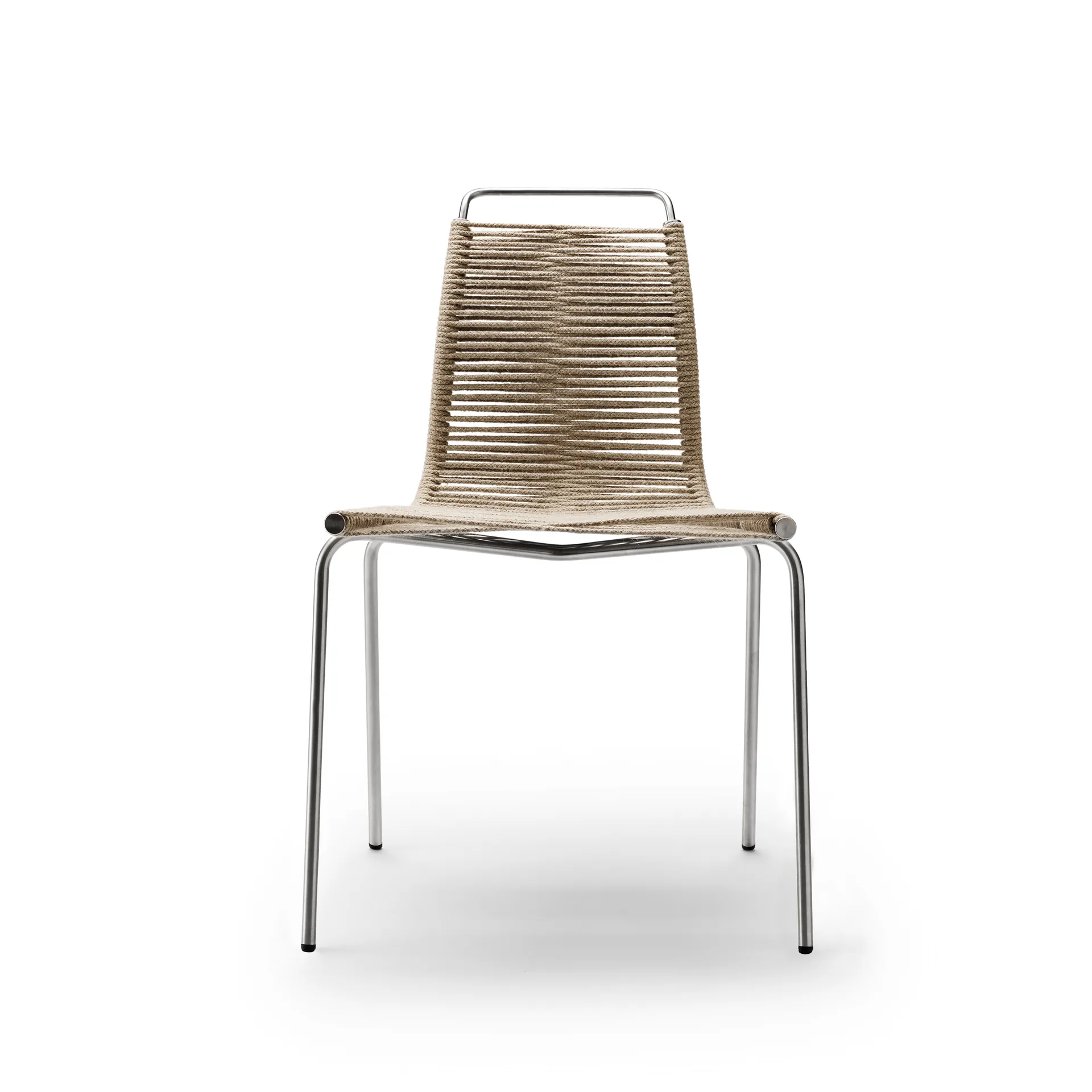 PK1 stol, flagglina natur, rostfritt stål Carl Hansen & Søn