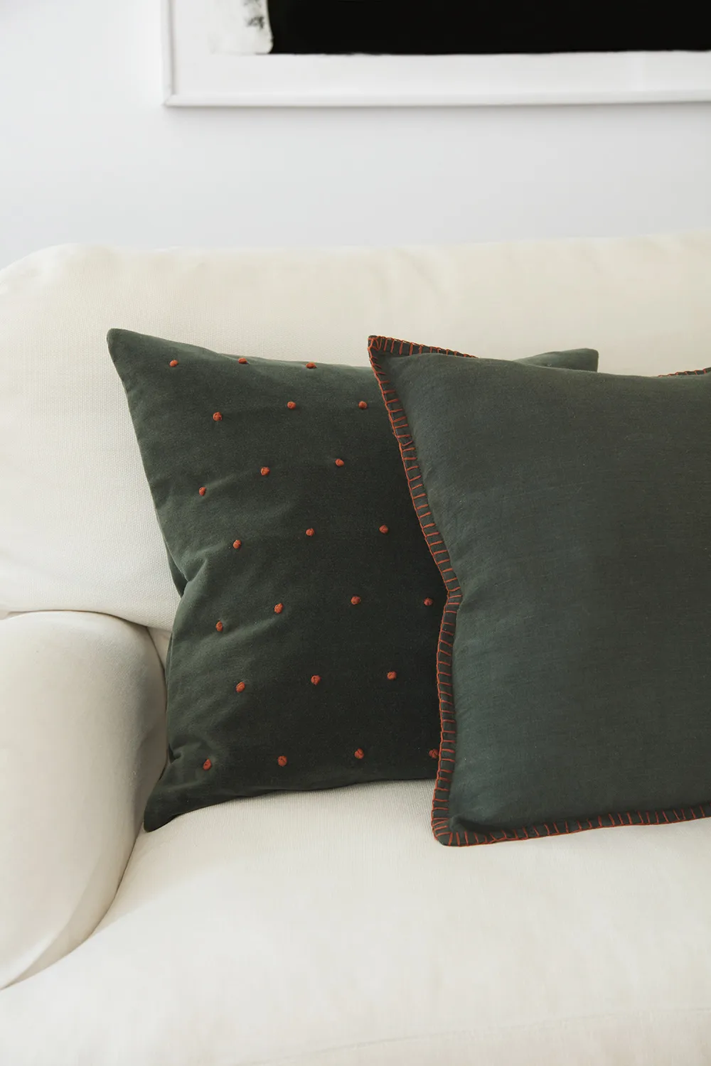 Arun kuddfodral 50x50 cm, Forest green-terracotta Chhatwal & Jonsson