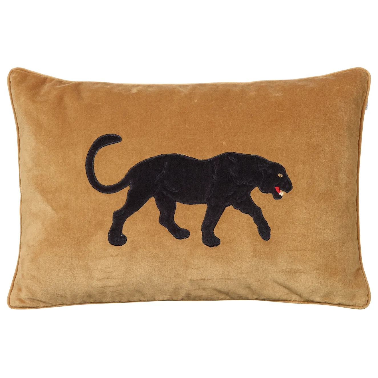 Embroidered Black Panther kuddfodral 40x60 cm, Masala yellow Chhatwal & Jonsson