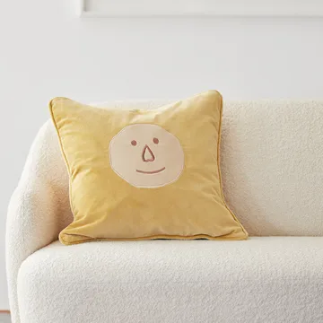 Emoji kuddfodral - spicy yellow/beige, 50x50 cm - Chhatwal & Jonsson
