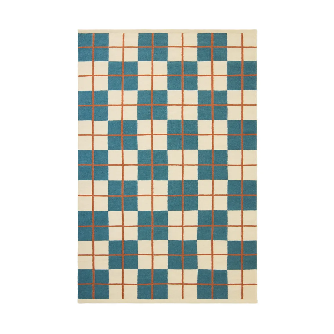 Haveli matta 180x270 cm, Heaven blue-light khaki-rust Chhatwal & Jonsson