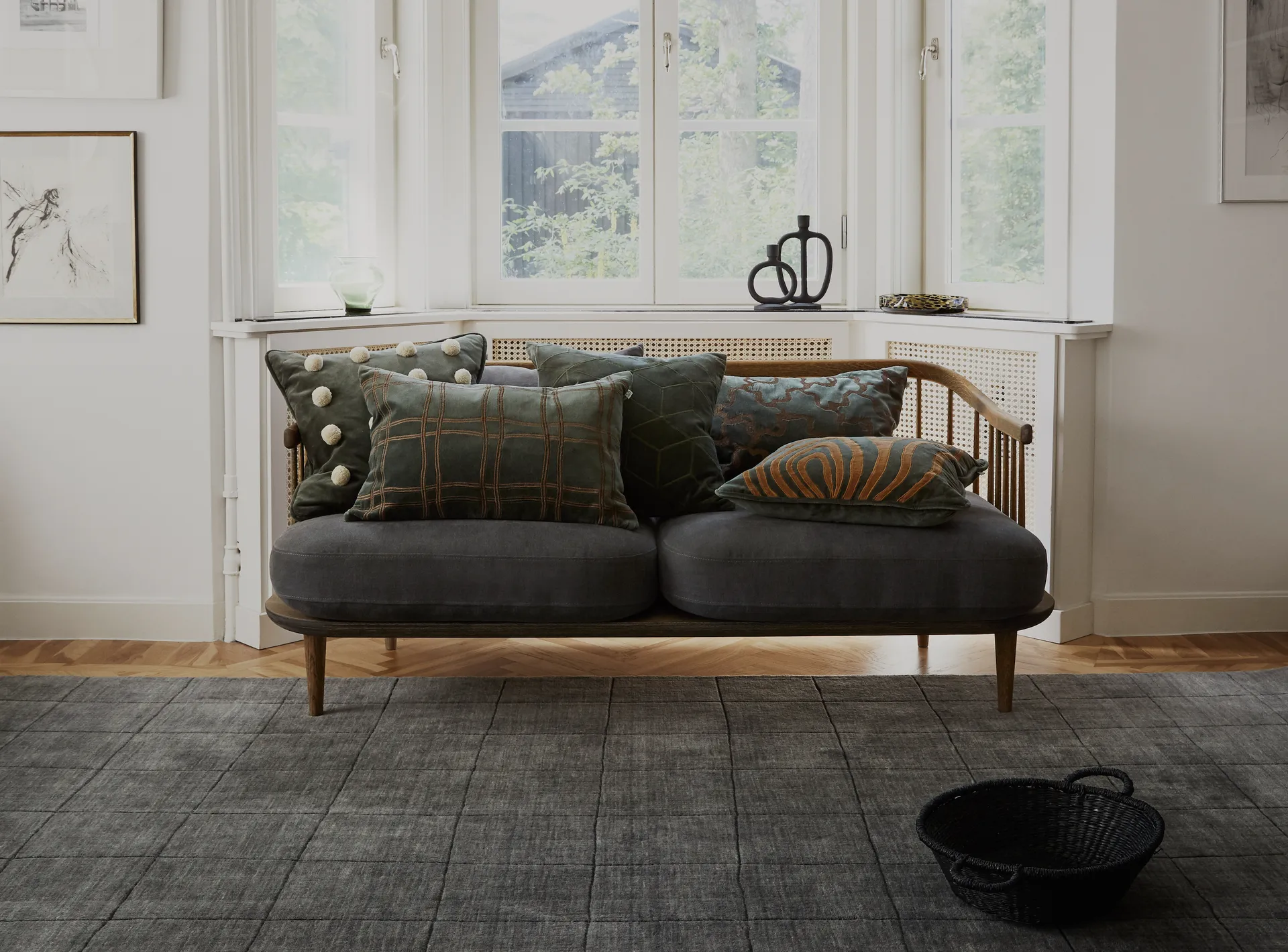 Mita kuddfodral 50x50 cm, Forest green-cognac Chhatwal & Jonsson