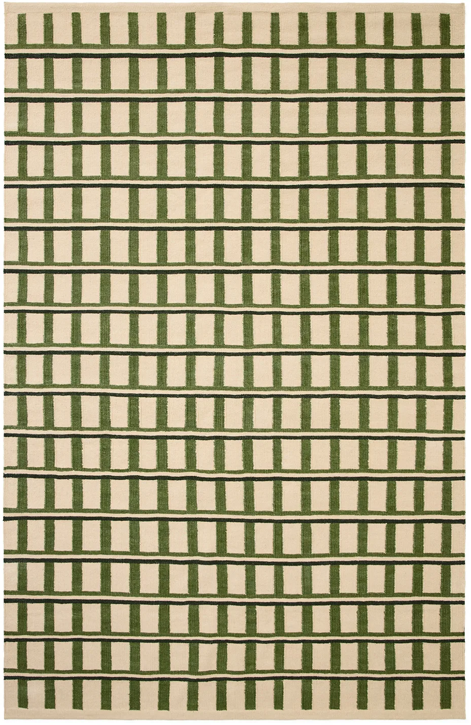 Mysore ullmatta, Off white-green-dark green, 230x320 cm Chhatwal & Jonsson