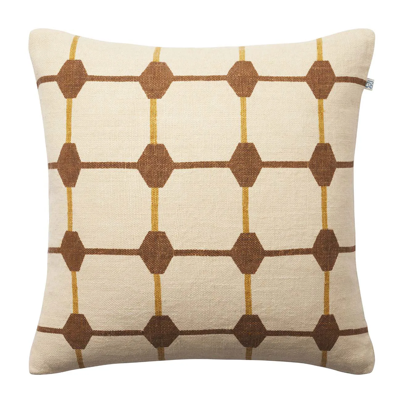 Rakhi kuddfodral 50x50 cm, Taupe-spicy yellow Chhatwal & Jonsson
