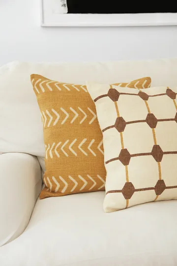 Rakhi kuddfodral 50x50 cm - Taupe-spicy yellow - Chhatwal & Jonsson