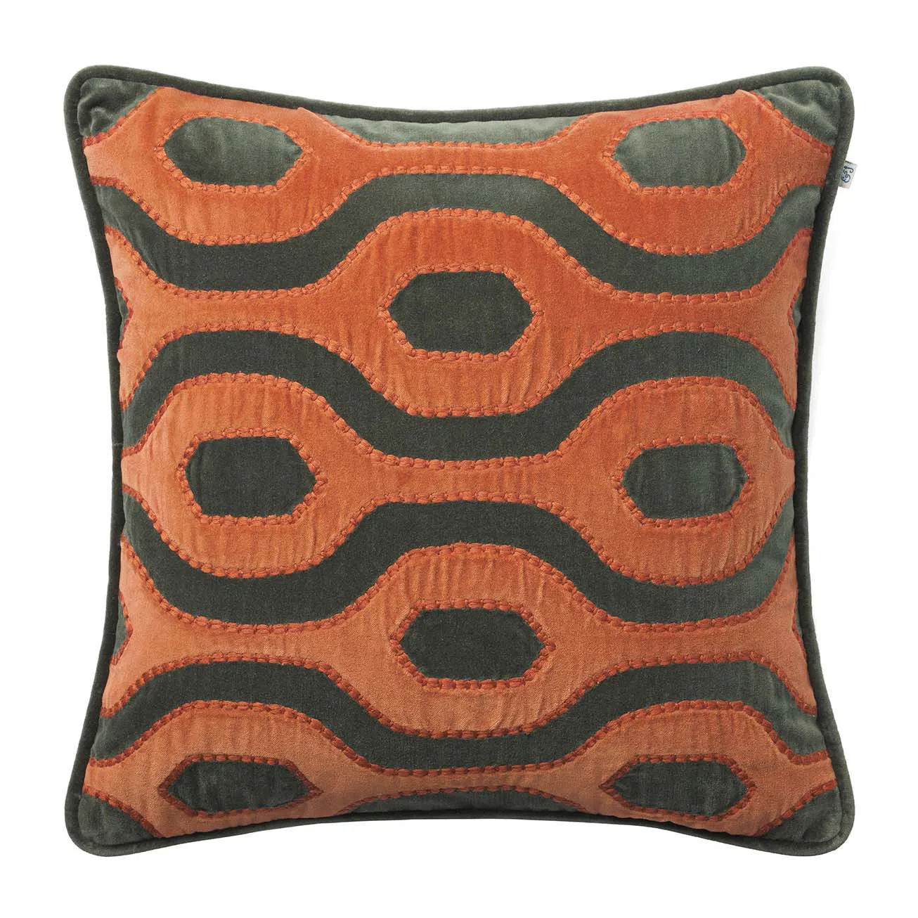 Varanasi kuddfodral 50x50 cm, Forest green-terracotta Chhatwal & Jonsson