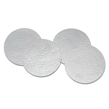 Glasunderlägg hammered Ø10 cm 4-pack - Förnicklad mässing - Classic Collection