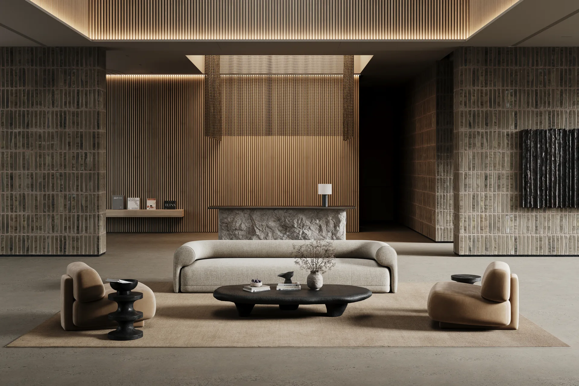 Lobby matta med langett, Beige, 140x200 cm Classic Collection