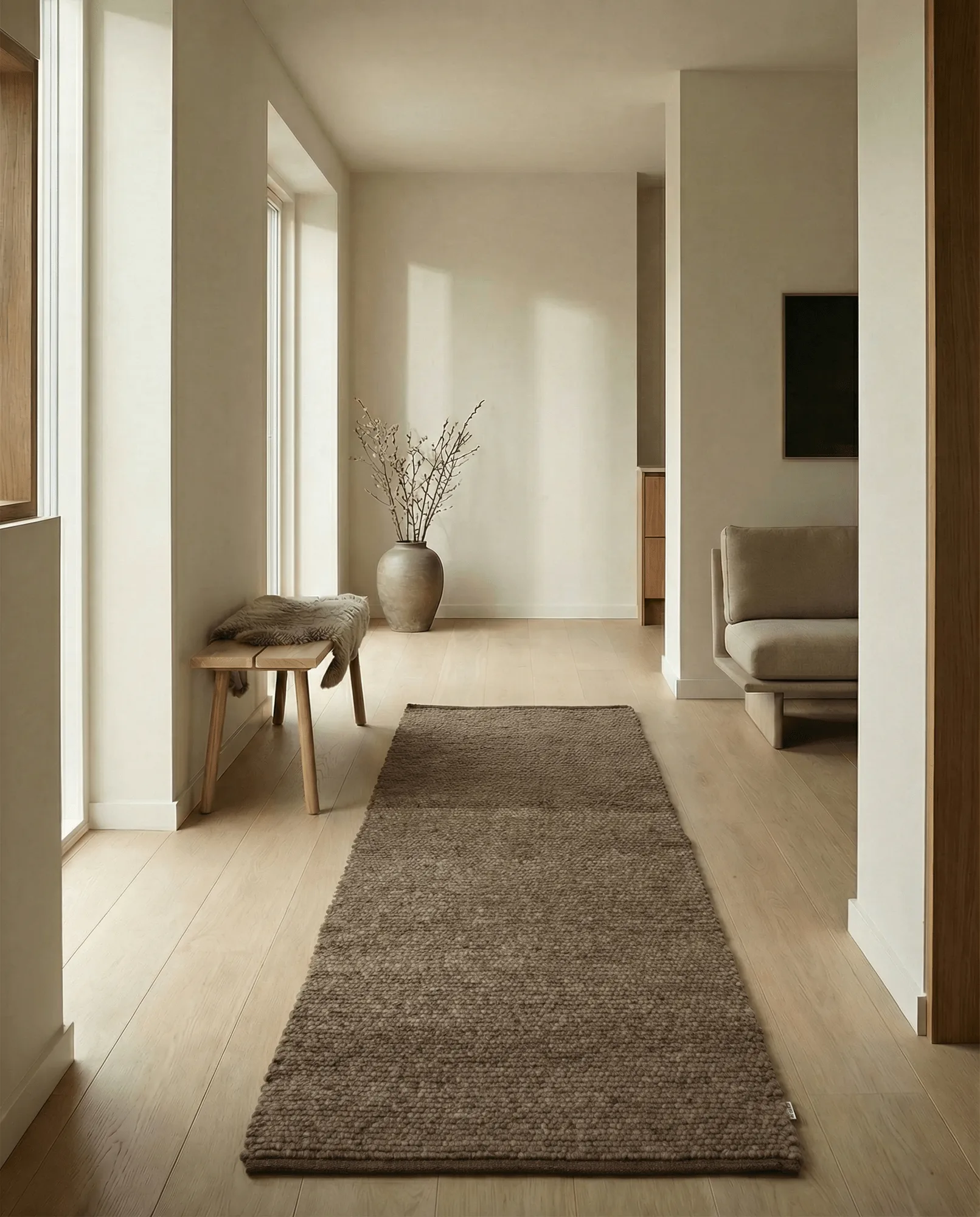 Merino gångmatta, Brun, 80x150 cm Classic Collection