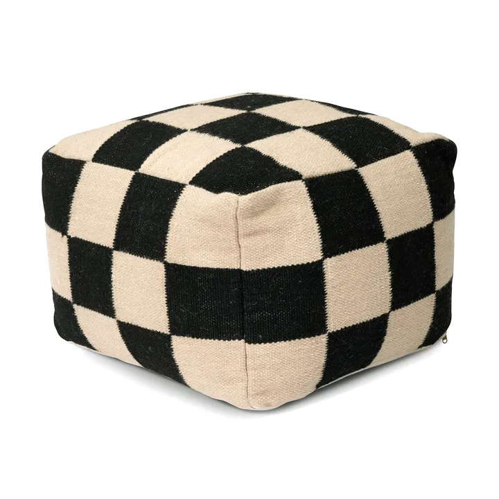 Square puff 50x50 cm - Svart-natur - Classic Collection
