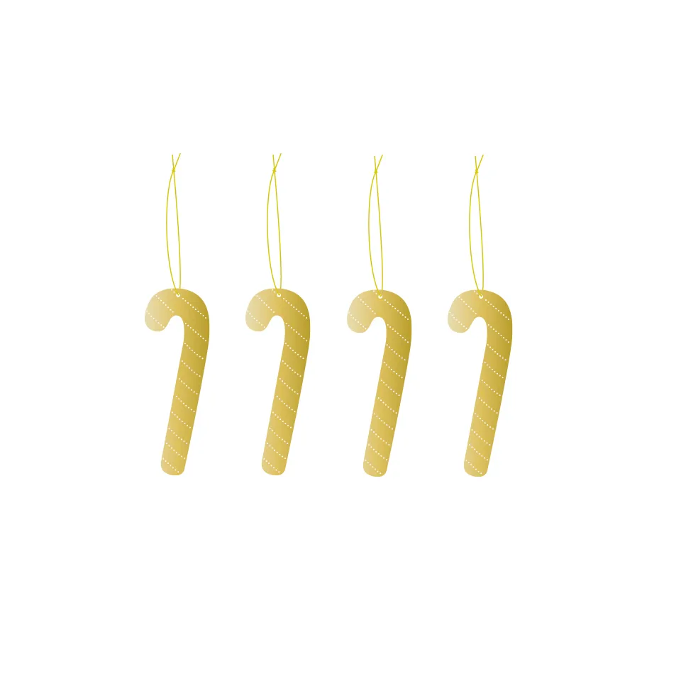 Cooee julhänge mässing 4-pack, Candy cane Cooee Design