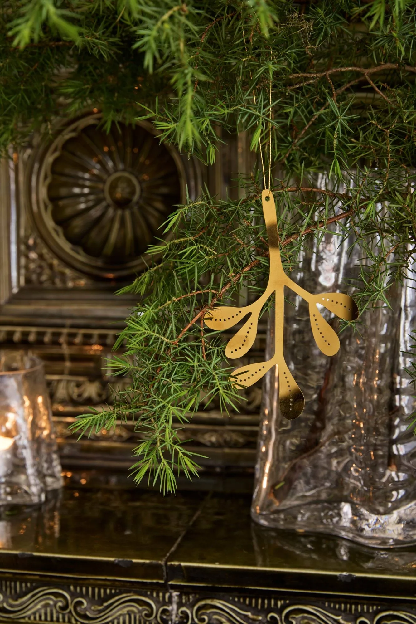 Mistletoe julhänge 2-pack, Mässing, 12 cm Cooee Design