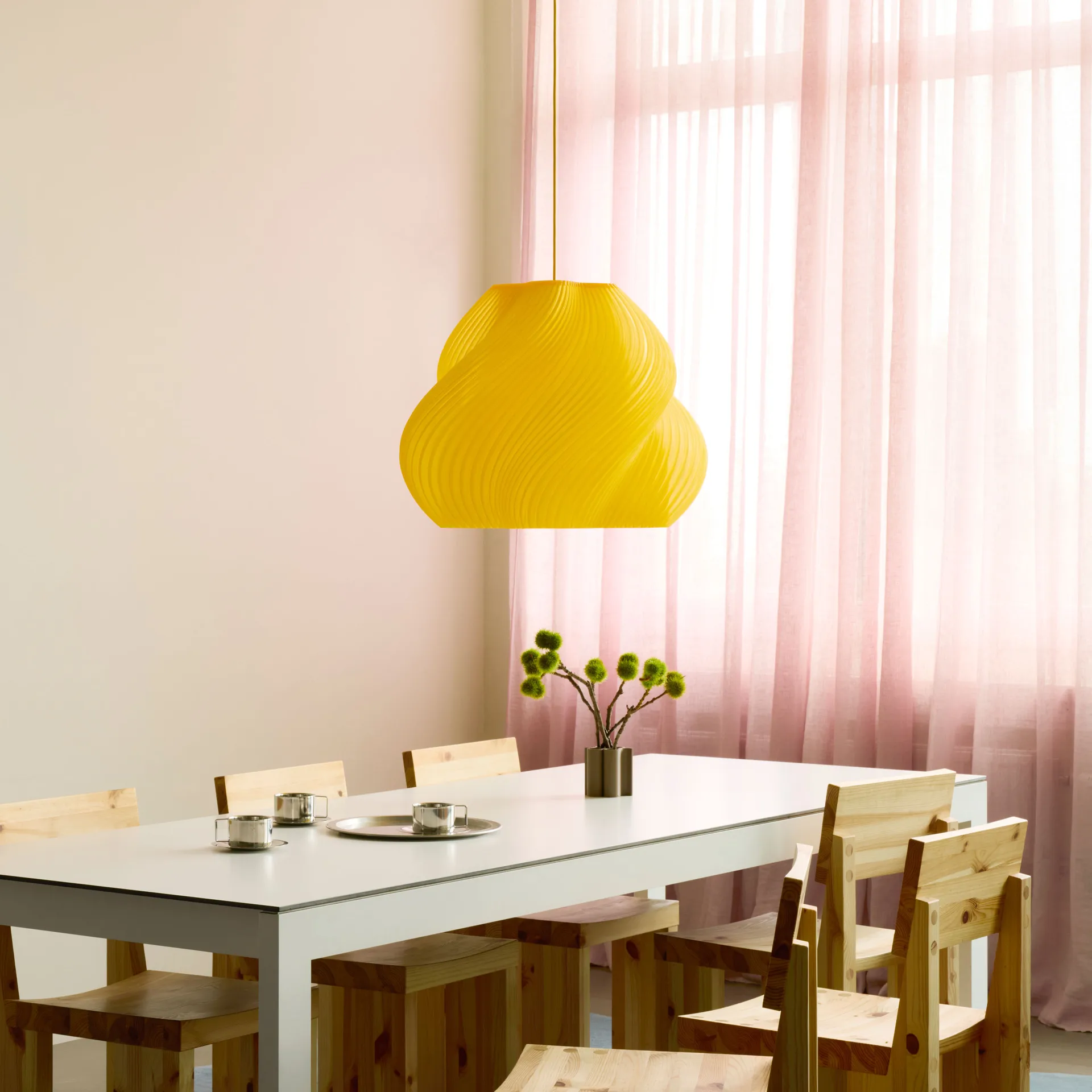 Soft Serve pendel, Limonello sorbet-chrome, Mega, 60 cm Crème Atelier