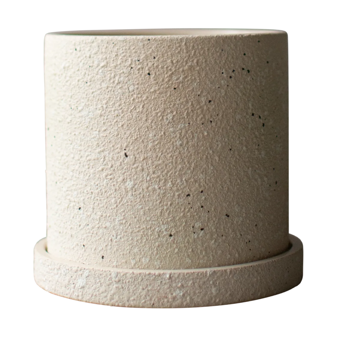 Grow kruka Ø13 cm med fat, Creme structure DBKD