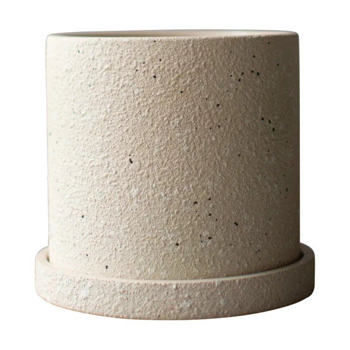 Grow kruka Ø13 cm med fat - Creme structure - DBKD